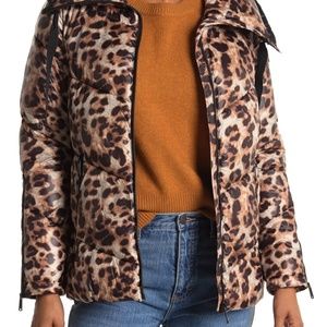 NWT SAM EDELMAN Leopard Print Puffer Jacket XS